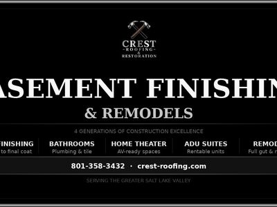 Basement Finishing & Remodels | Crest Roofing and Restoration | Free Estimate | SLC