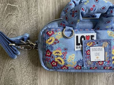 Brighton Bandana Love Crossbody Bag Blue Floral Paisley Quilted New w/tags