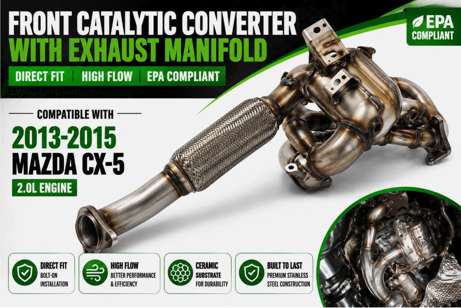 Catalytic Converter Manifold Mazda CX-5 2.0L 2013-2015 EPA PE06-20-50XA
