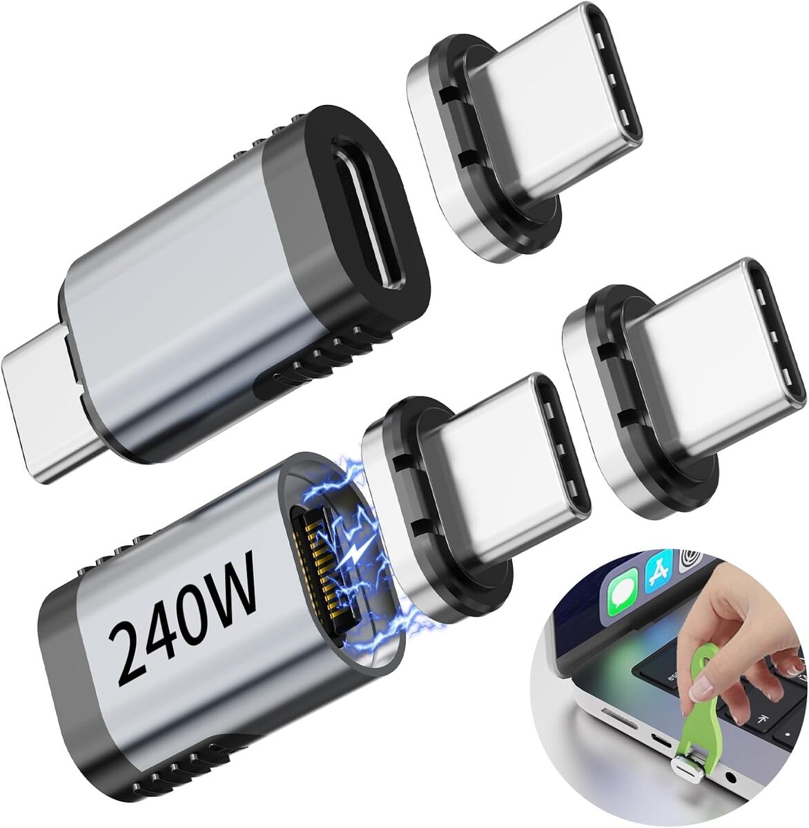 NEW USB C Magnetic Adapter,2Pack Straight Magnetic USB C 24Pin Fast Charge 40Gbps 8K 60Hz MacBook Pro/Air/,PS5