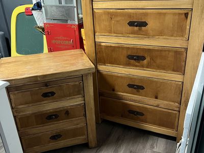 LA HACIENDA COLLECTION Rustic Solid Wood Bedroom Set - 5-Drawer Tall Dresser and 3-Drawer Nightstand