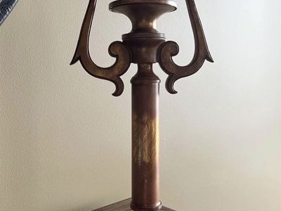Large 16" Antiqued Gold Metal Pricket Candlestick