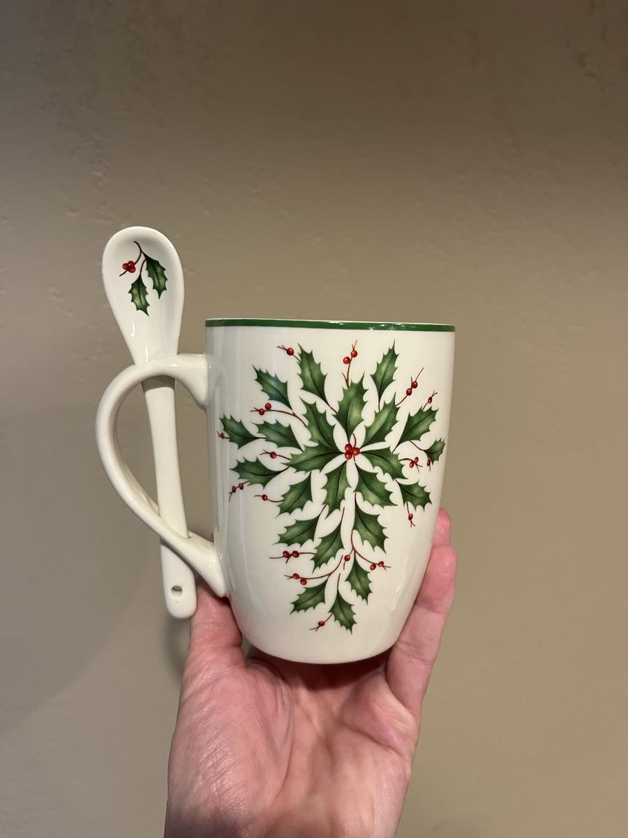 Lenox Christmas Holly Berry Cup And Spoon