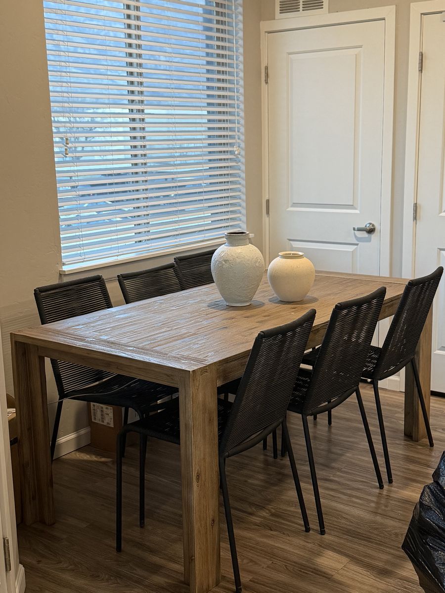 Modern Wood Dining Table + 6 Chairs