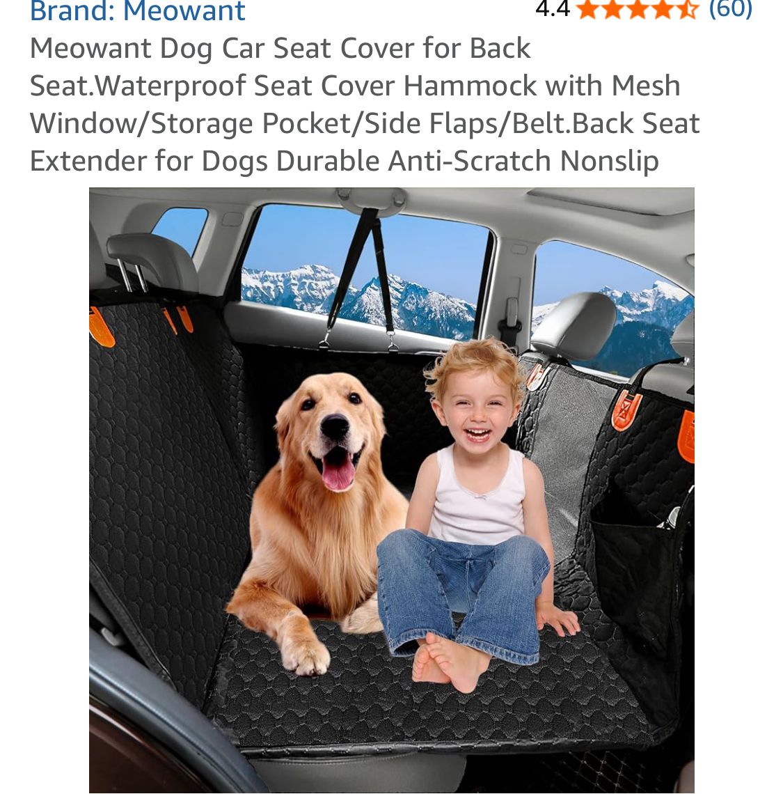 Black Meowant Dog Car Seat Cover for Back Seat.