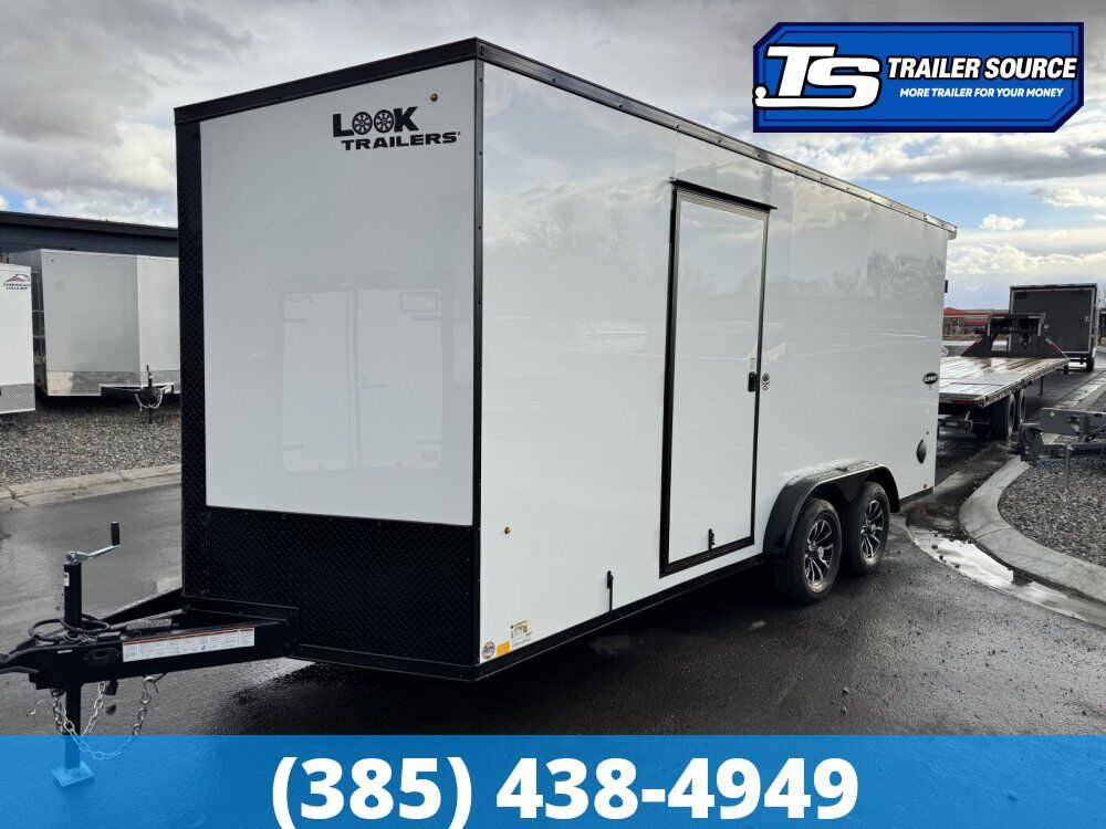 7.5x18 Look Element SE Enclosed Cargo Trailer - 7'0" Interior - 7K GVWR - .080 PolyCor, Alloy Wheels, Black Out Package, Rear