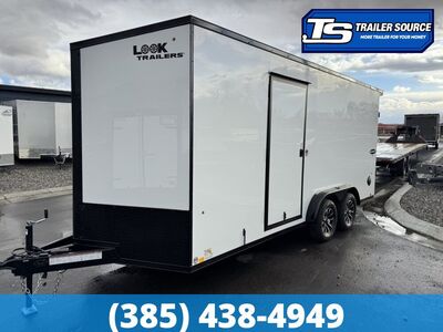 7.5x18 Look Element SE Enclosed Cargo Trailer - 7'0" Interior - 7K GVWR - .080 PolyCor, Alloy Wheels, Black Out Package, Rear