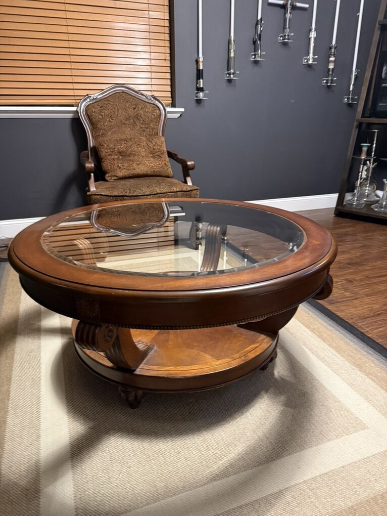 Wooden Chair And Coffee Table