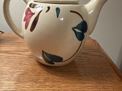 Vintage Purinton Ivy Red Blossom Teapot