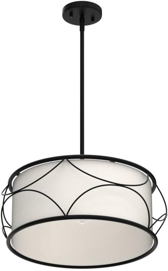 Modern Drum Lighting Chandelier, 3-Light Pendant Light Fixture with Fabric Shade
