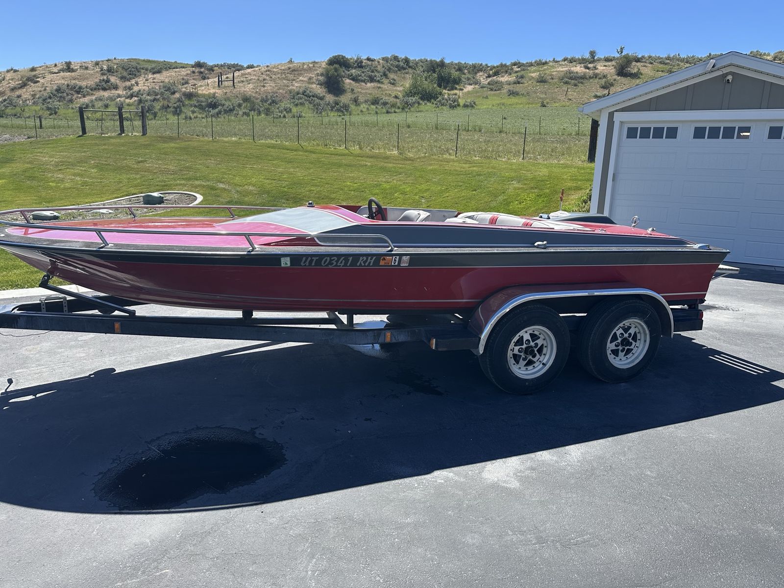 1979 Southwind Jet Boat - Red Hull, Rebuilt Engine, Tandem Axle Trailer Included