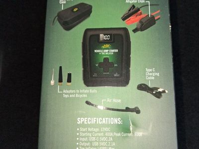 Battery Tender 800 Amp Vehicle Jump Starter and 140 PSI Tire Inflator