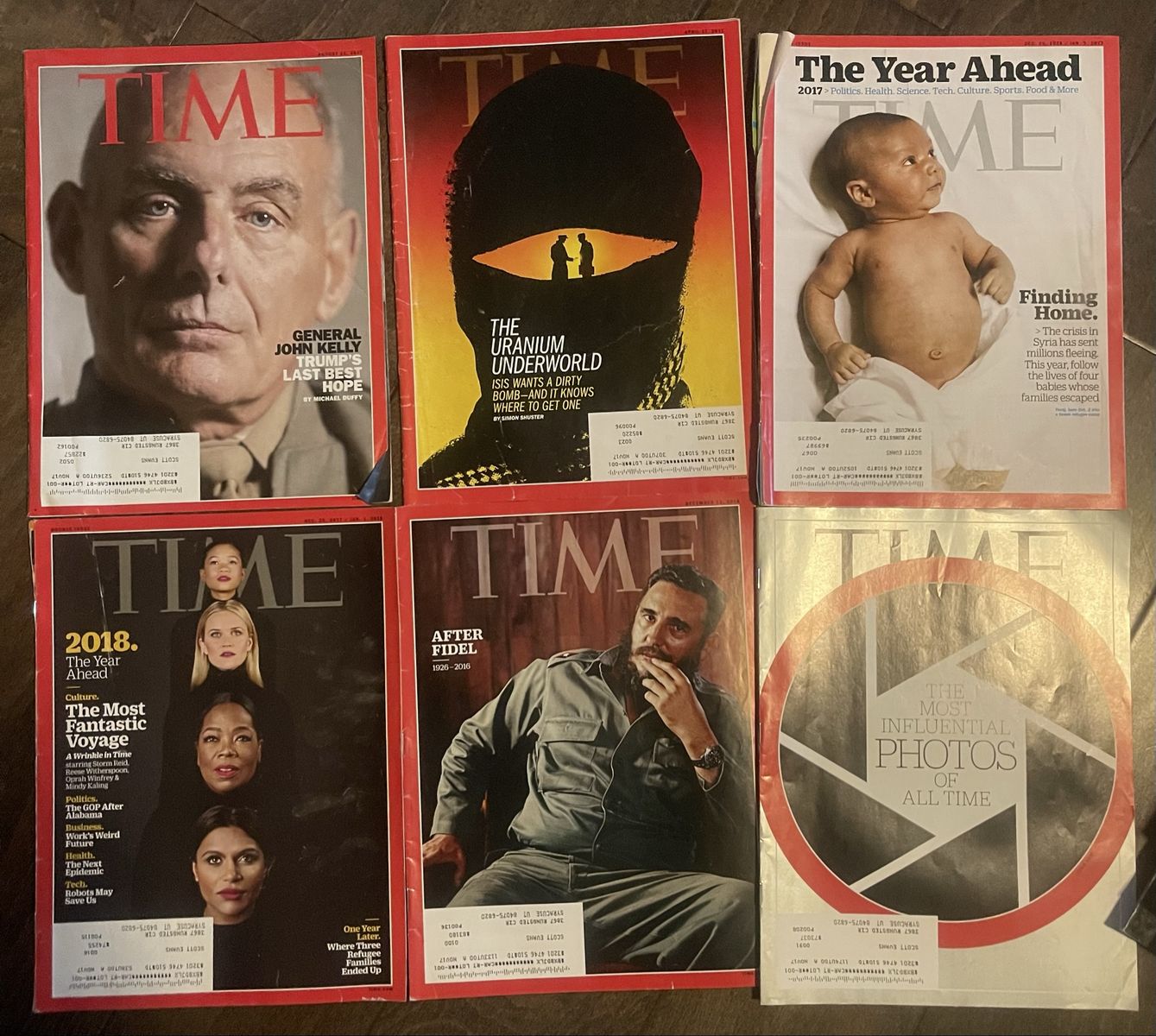 6 Time magazines from 2016/2017