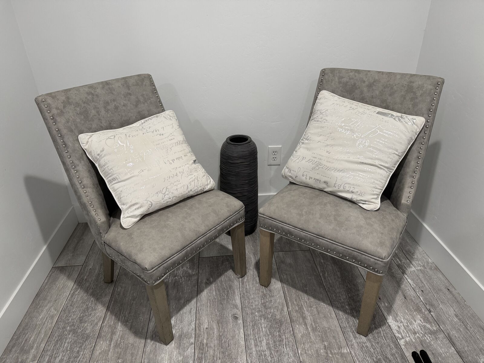 Pair of Grey Leather Chairs