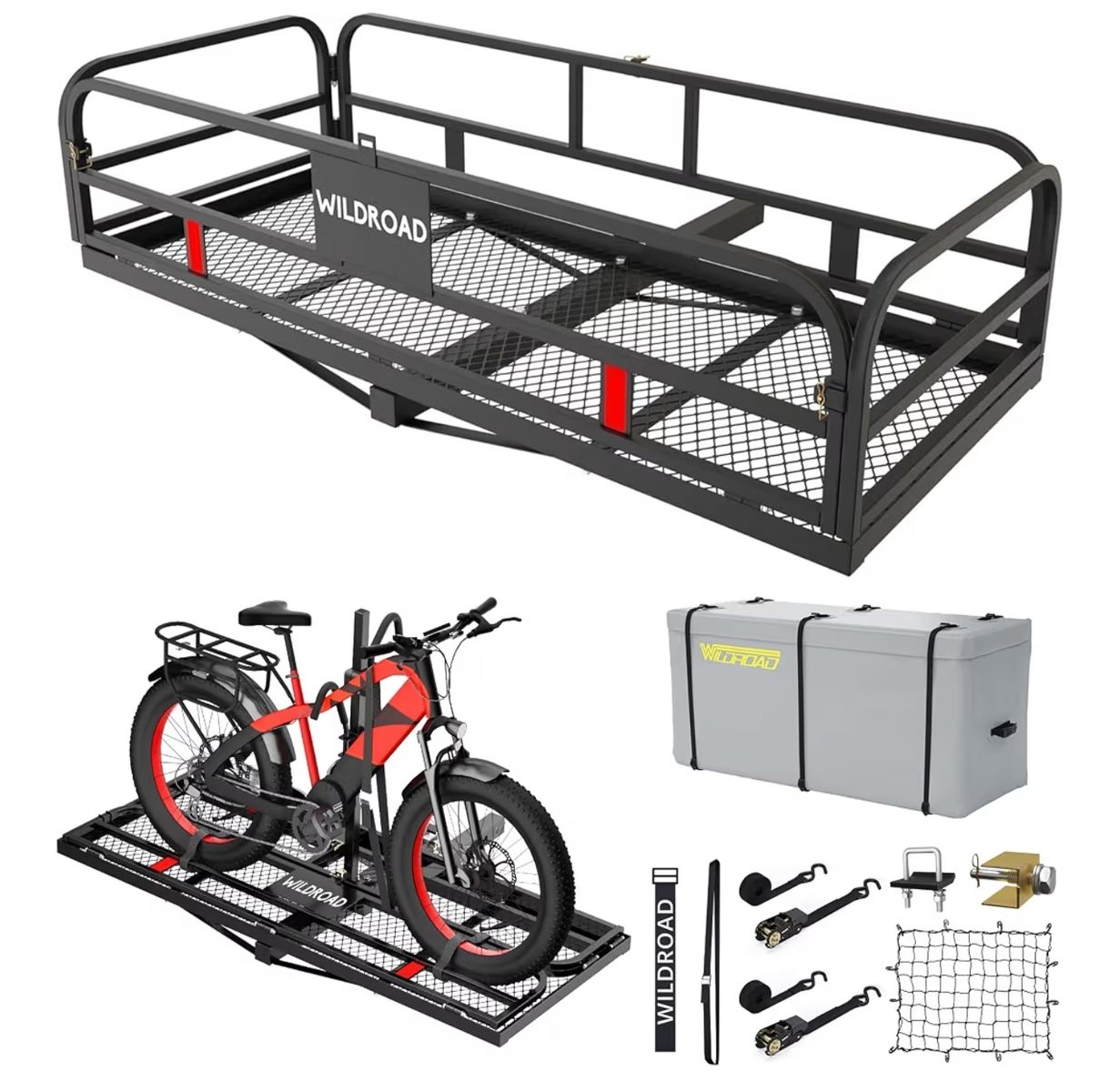 Hitch Cargo Carrier with Bike Rack Attachment