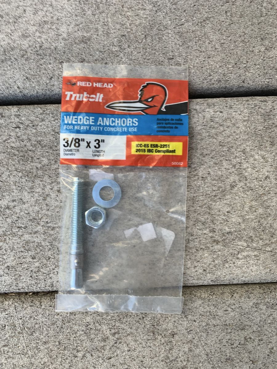 Red Head Trubolt Wedge Anchors 3/8 x 3 Heavy Duty Concrete Use