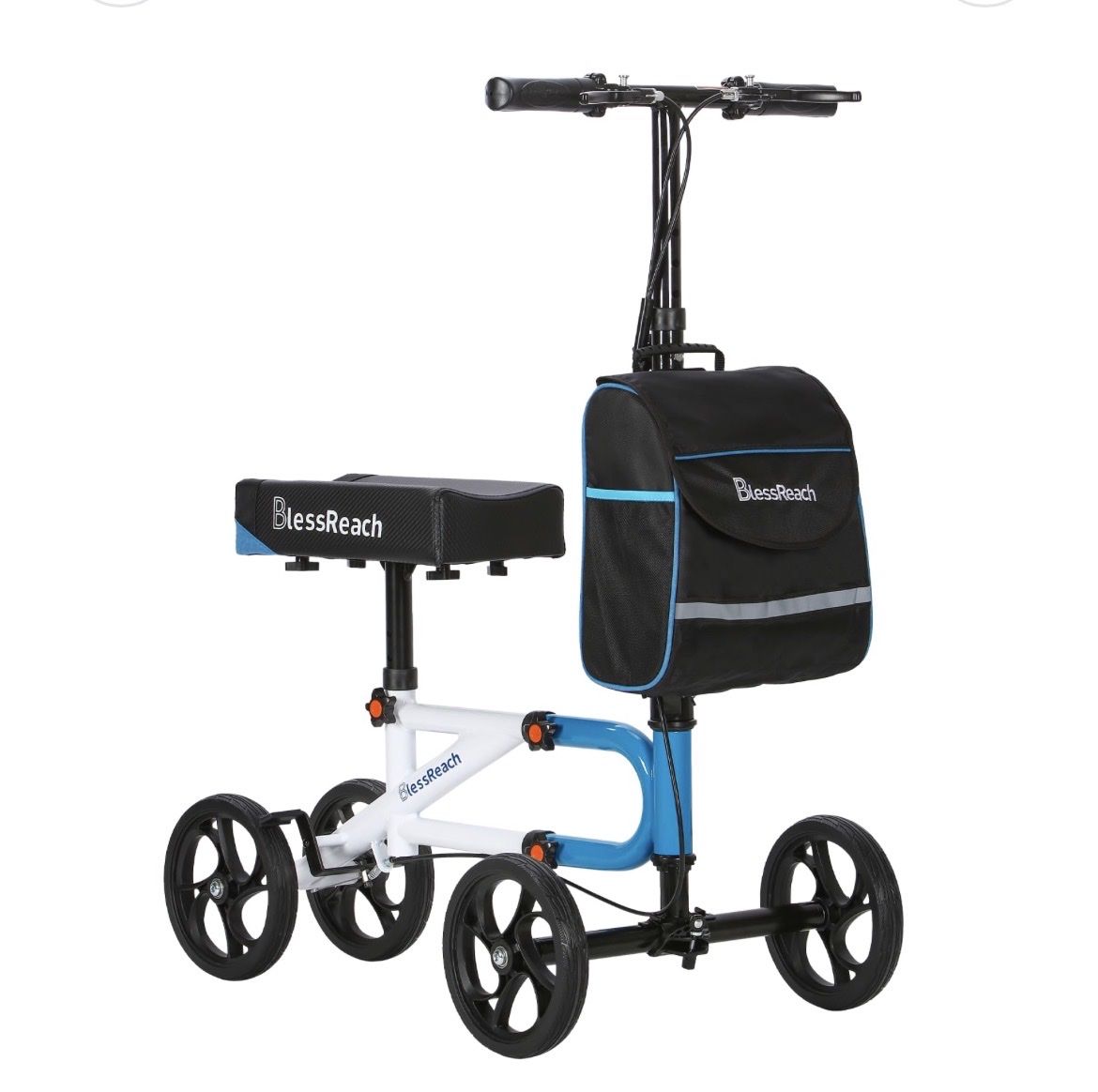 Brand New and Fully Assembled Bless Reach Economy Post Surgery Knee Scooter Fully Height Adjustable Model# WB 2111 Blue