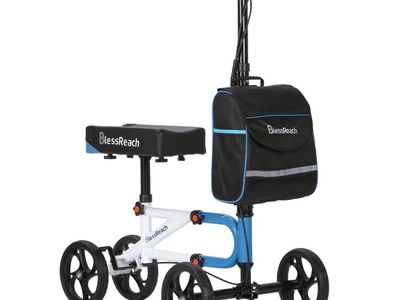 Brand New and Fully Assembled Bless Reach Economy Post Surgery Knee Scooter Fully Height Adjustable Model# WB 2111 Blue