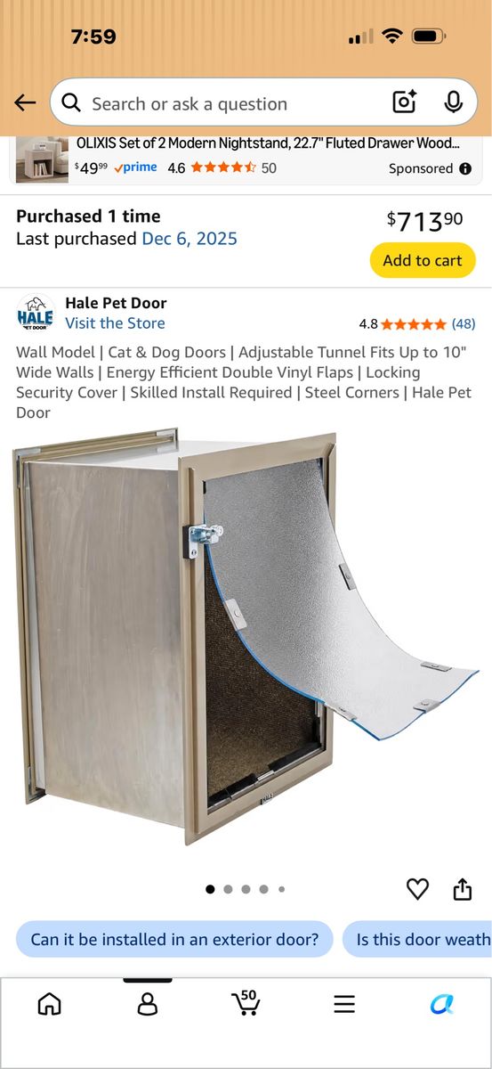 Hale Pet Door BRAND NEW IN BOX Wall Model, Beige, 11" x 23 1/2" - Double Flaps, Steel Corners, Locking Security Cover