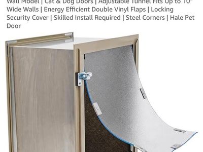 Hale Pet Door BRAND NEW IN BOX Wall Model, Beige, 11" x 23 1/2" - Double Flaps, Steel Corners, Locking Security Cover