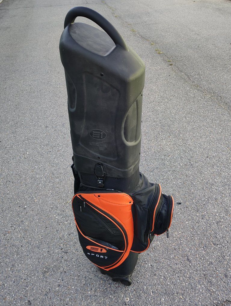 E1 Sport Rack Travel Golf Bag with wheels and cover