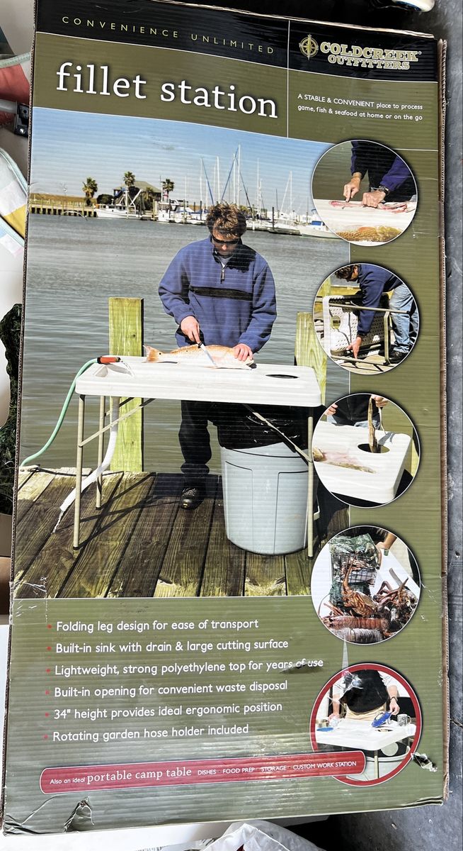 Brand New In Box Coldcreek Outfitters Folding Fillet Station Table with Built-In Sink