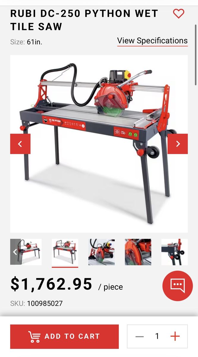 RUBI DC-250 PYTHON WET TILE SAW