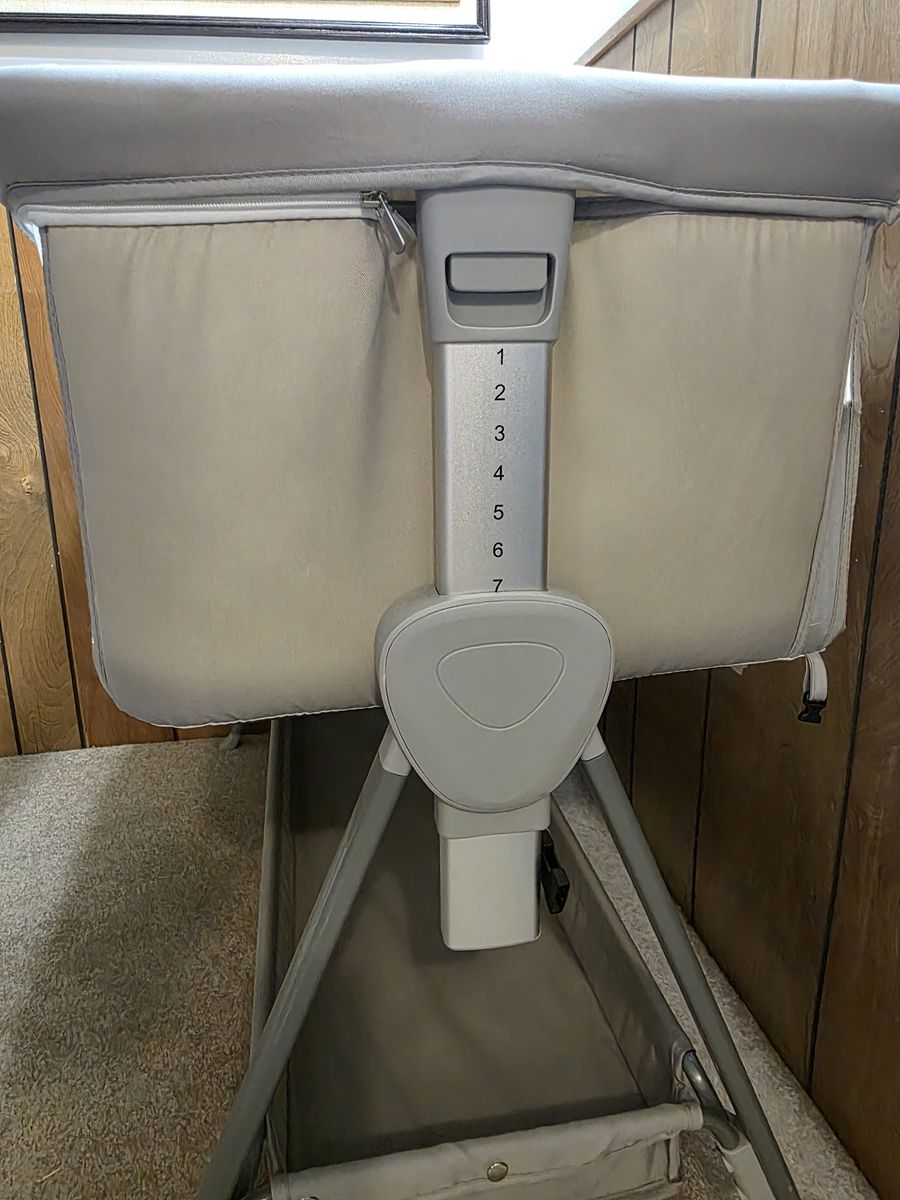 Adjustable Height Baby Bassinet with Storage Basket Grey