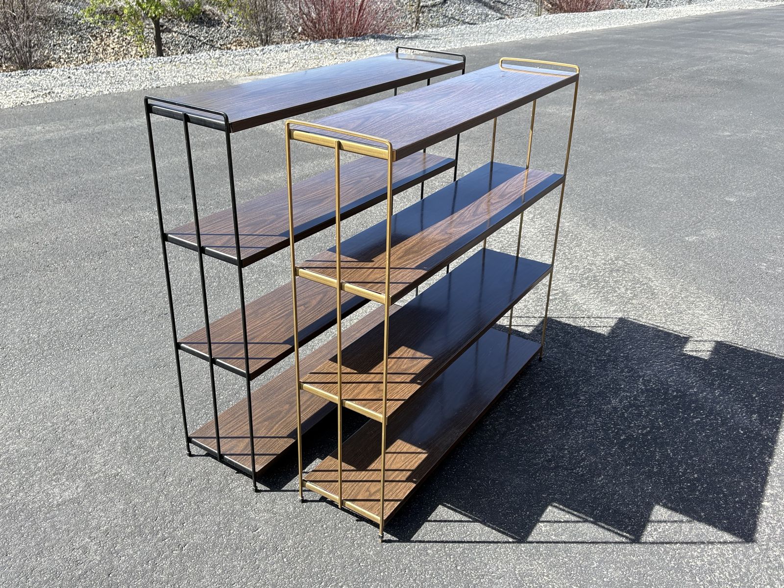 Vintage metal shelves Mid Century Modern, MCM bookshelf, shelf, shelving, shelves