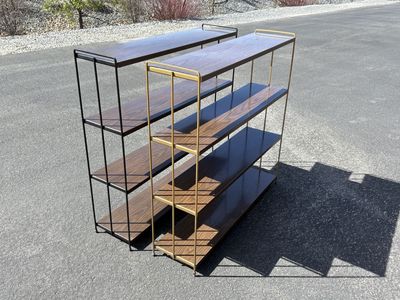 Vintage metal shelves Mid Century Modern, MCM bookshelf, shelf, shelving, shelves