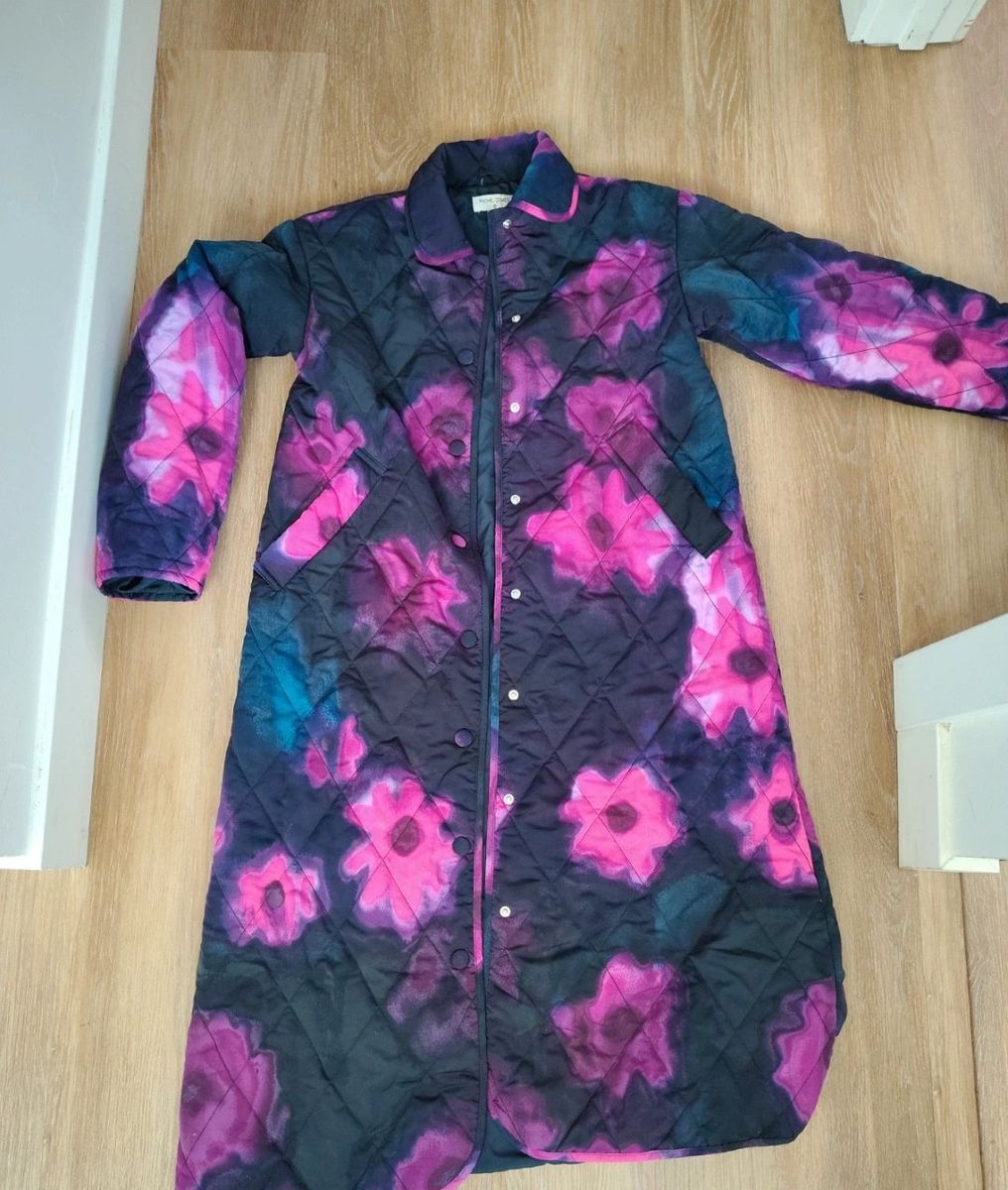 Rachel Comey Quilted Floral Long Coat Jacket Purple XXS