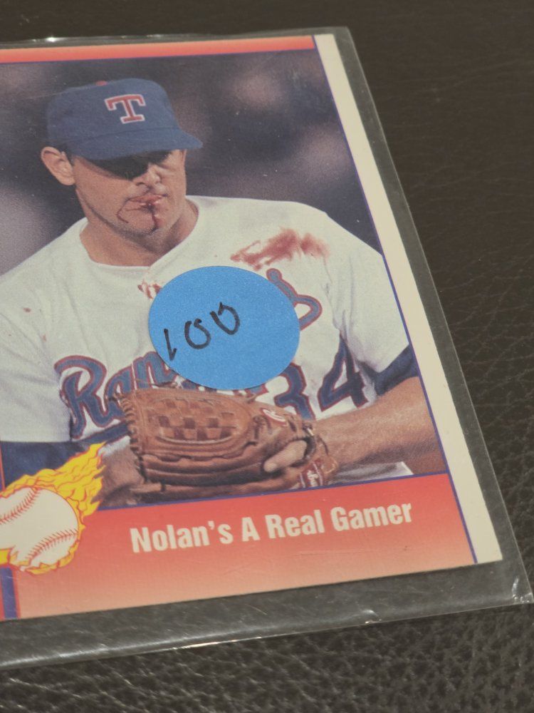 Nolan Ryan's A Real Gamer 1990 Score Baseball Card - Bloody Lip Texas Rangers #34