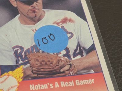 Nolan Ryan's A Real Gamer 1990 Score Baseball Card - Bloody Lip Texas Rangers #34
