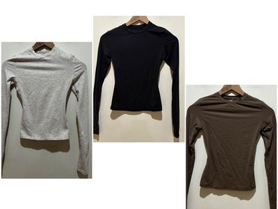 Skims Bundle Set of 3 Long Sleeved T-Shirt Tops XS