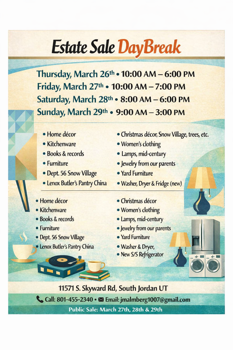 Estate Sale New Mid Century Items