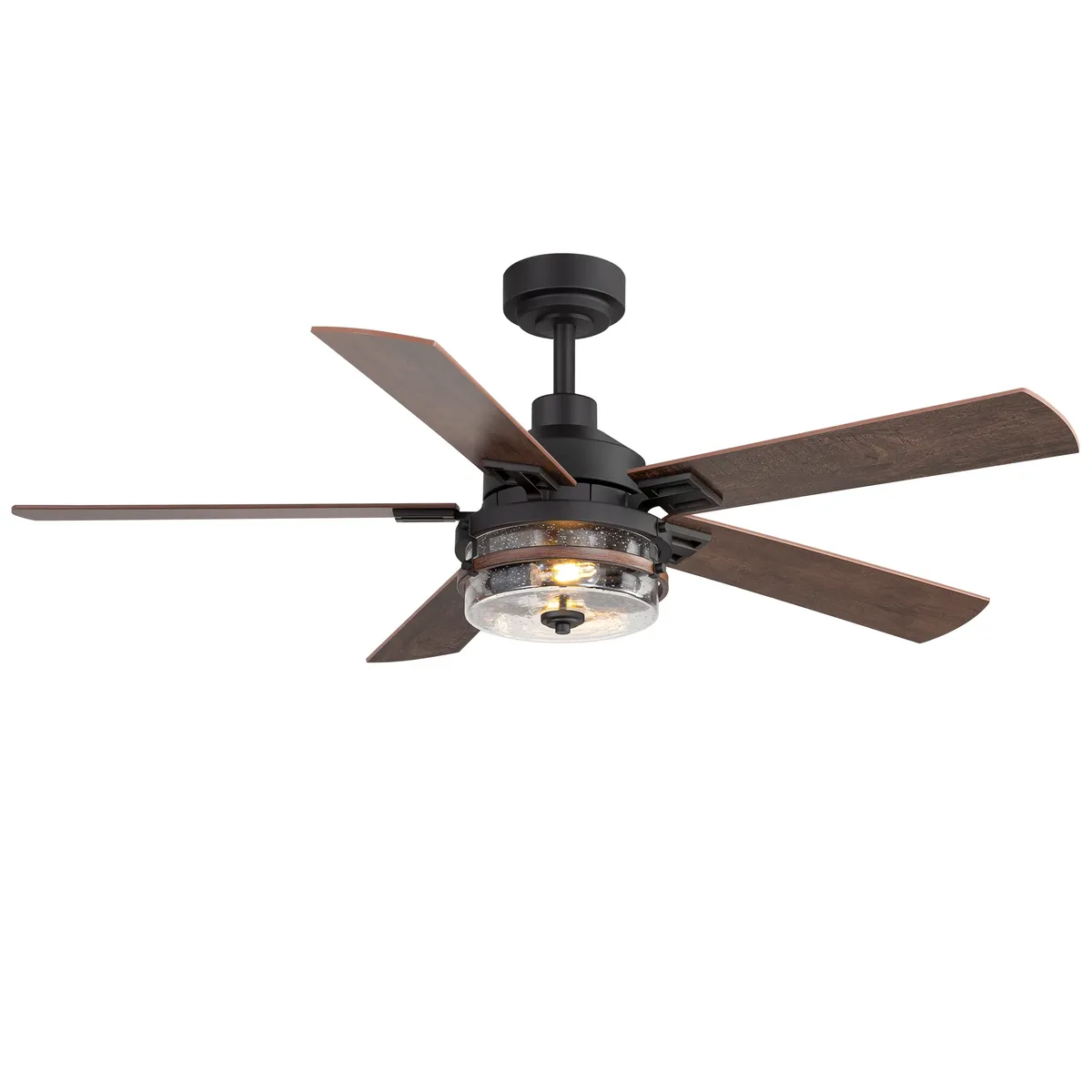 52" Ceiling Fan with Reversable Blades, Seeded Glass Shade, 6-Speed Quiet DC Motor & Remote Control
