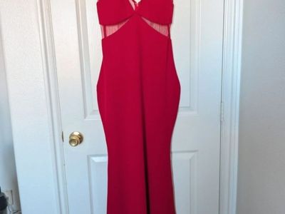 Lulus Red Sheer Mesh Bodycon Cutout Dress - Size L