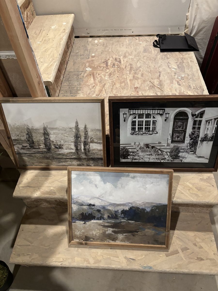 Set of 3 Framed Landscape & European Street Scene Wall Art Decor