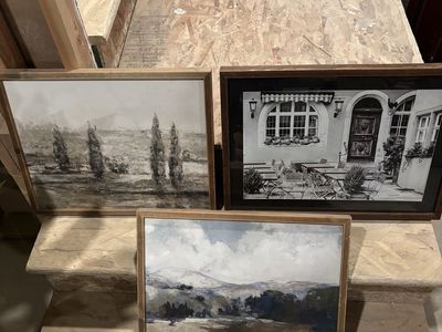 Set of 3 Framed Landscape & European Street Scene Wall Art Decor