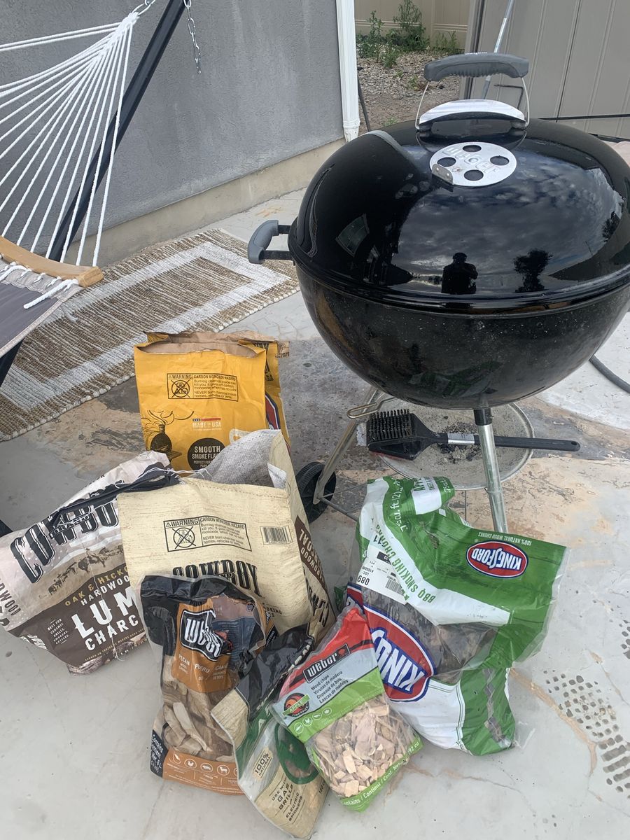 Weber Grill 22-inch Charcoal BBQ Smoker with Assorted Wood Chips & Charcoal