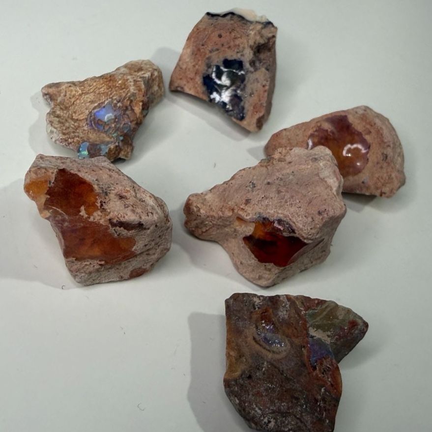 Raw Rough Opal Rocks - Natural Uncut Gemstones for Jewelry Making or Collecting, Set of 6