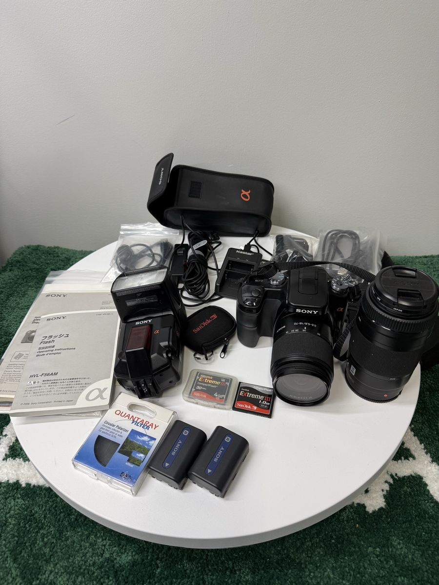 Sony Alpha A-100 DSLR Camera With 2 Lenses & Flash