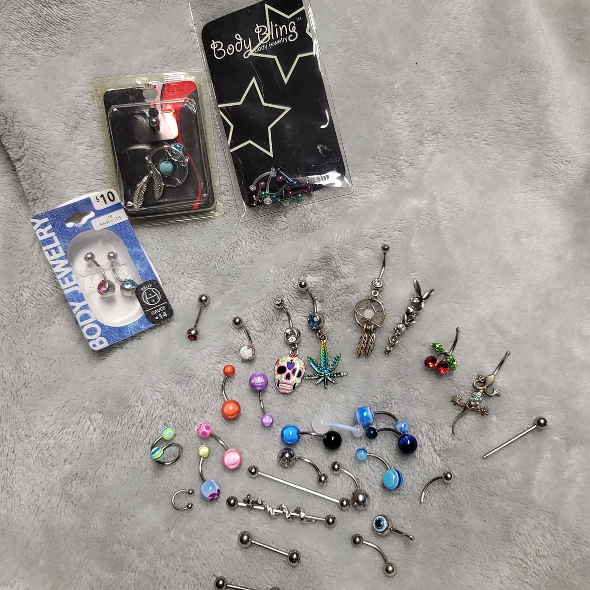 belly and ear rings