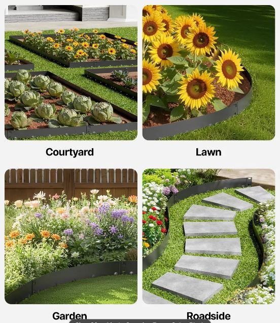 NEW! Metal Landscape Edging, Bendable, Heavy Duty Lawn/Garden Edging 39” x 4” (8 Pack) Black