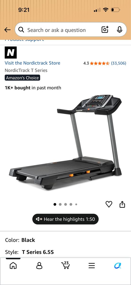 NordicTrack T Series 6.5S Treadmill - Black, Gently Used