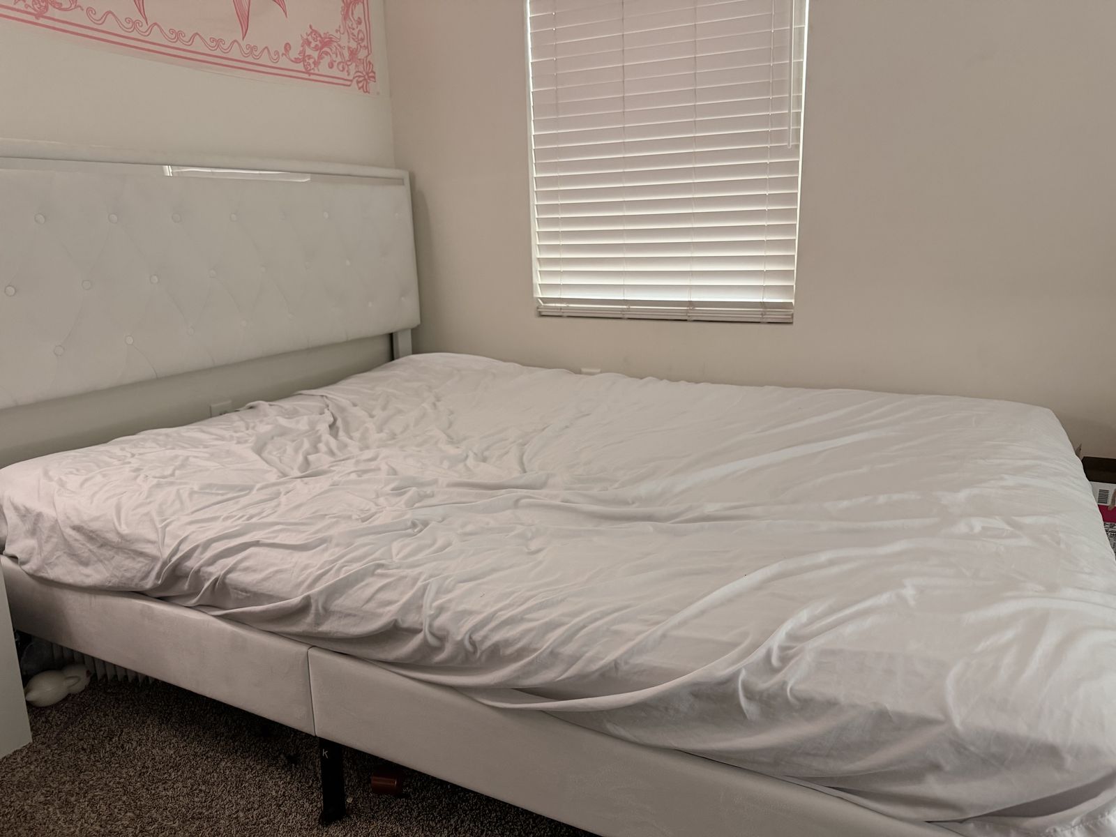 Queen White LED Bed Frame