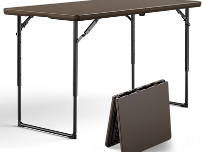 NEW Folding Table 4FT Heavy Duty Plastic Table with Handle, Foldable&Portable Outdoor Utility Table