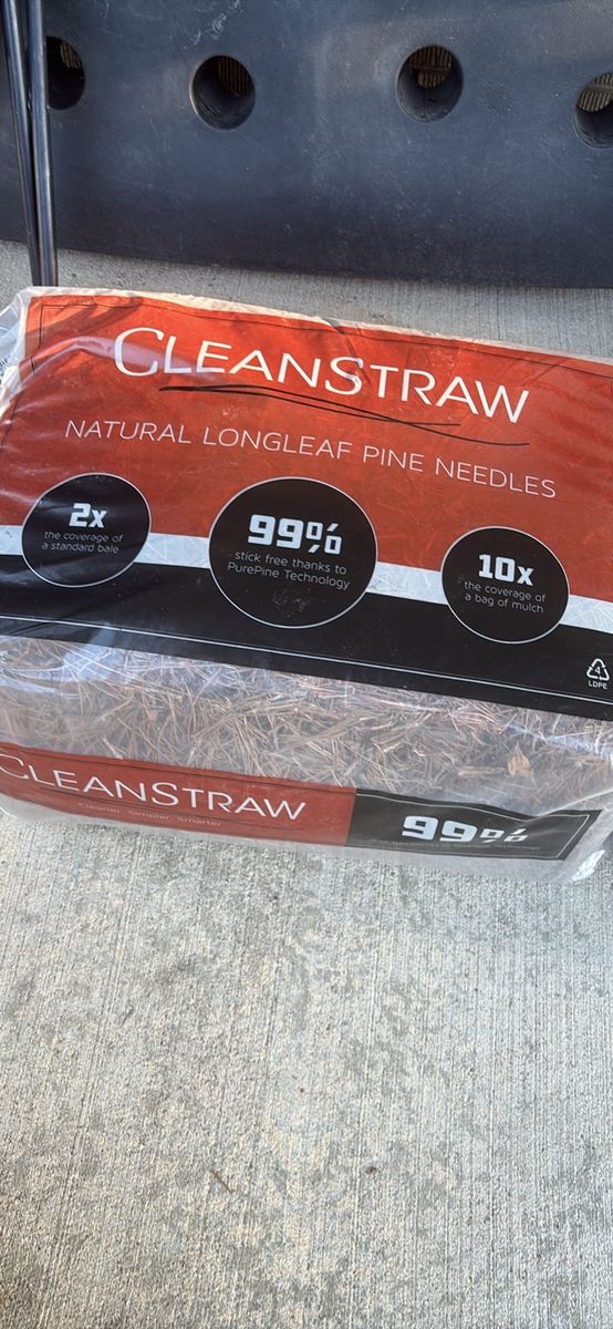CleanStraw Natural Longleaf Pine Needles Mulch - New Sealed Bale