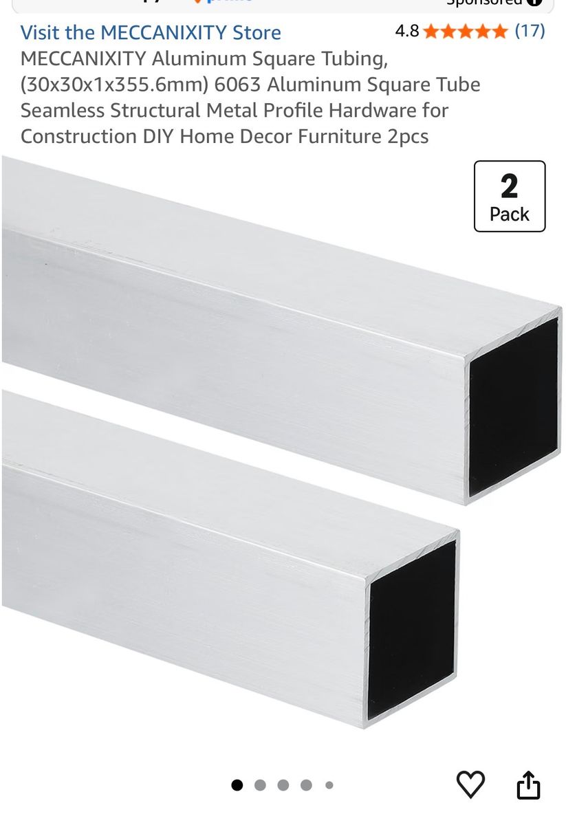 MECCANIXITY 30x30x1x355.6mm Aluminum Square Tubing, 6063 Seamless Structural Metal Profile, 2 Pcs