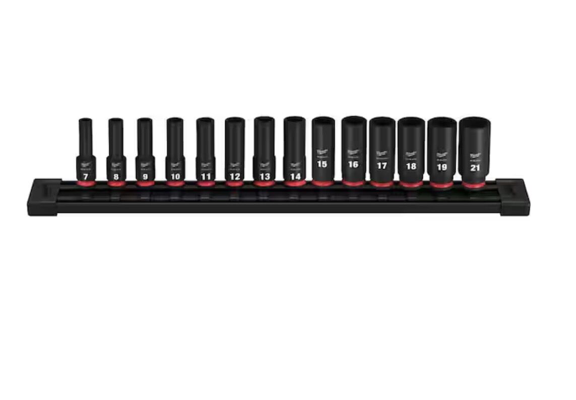 Milwaukee SHOCKWAVE 3/8 in. Drive Metric Deep Well 6 Point Impact Socket Set (14-Piece)